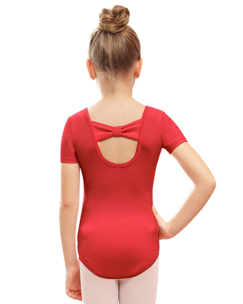 Stelle Leotard for Girls Ballet Dance Leotard Gymnastics Outfits with Bow Back (Toddler/Little/Big Kids) (Red, 6-7 Years) - Image 1